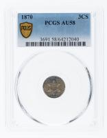 1870. Silver 3&Acirc;&cent;. PCGS graded AU58