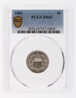 1881 Shield Nickel. PCGS graded Proof 65