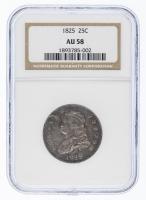 1825. Capped Bust Quarter Dollar. NGC graded AU58