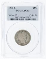 1901-S. Barber Quarter. PCGS graded AG3