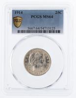 1914 Barber Quarter Dollar. PCGS graded MS64