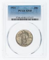 1921. Standing Liberty Quarter. PCGS graded EF45