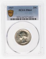 1937 Washington Quarter Dollar. PCGS graded Proof 64