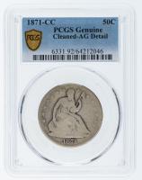 1871-CC. Seated Liberty Half Dollar. PCGS graded AG Detail Cleaned