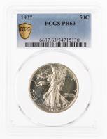 1937 Liberty Walking Half Dollar. PCGS graded Proof 63