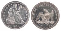 1850 Liberty Seated Dollar. Sharpness of About Unc