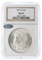 1891-CC. Morgan Dollar. NGC graded MS64