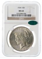 1928. Peace Dollar. NGC graded MS63. CAC