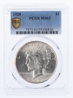 1928. Peace Dollar. PCGS graded MS63