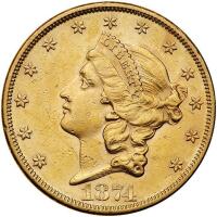1874 $20 Liberty PCGS AU58
