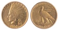 1908-D $10 Indian. No motto. AU50