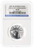 2007-W Platinum Eagle $50. NGC graded Proof 70 Reverse Eagle 10TH Anniversary