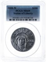 2008-W. $100 Eagle. PCGS graded MS69 Statue of Liberty