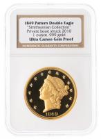 2010. $20.00 Private Issue. Copy of Longacre's 1849 Double Eagle. One Ounce .999 Fine Gold