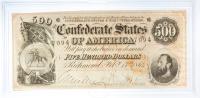 $500 Confederate States of America. Feb. 17, 1864. EF
