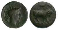 Sicily, Gela. Ca. 420-405 BC. AE Trias (17 mm) 3.57g. Choice VF