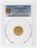 Spain. Escudo, 1792-M MF. PCGS graded VF25