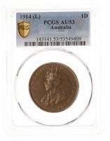 Australia. Penny, 1914 (L). PCGS graded AU53