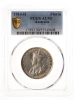 Australia. Florin, 1914-H. PCGS graded AU50