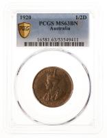 Australia. Half Penny, 1920. PCGS graded MS63 BN