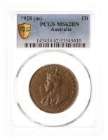 Australia. Penny, 1928 (m). PCGS graded MS62 BN
