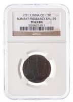 Bombay Presidency-British India. 1.5 Pice, 1791. NGC graded PF63 BN