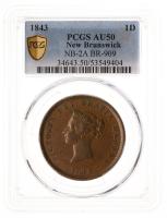 New Brunswick. Penny, 1843. PCGS graded AU50