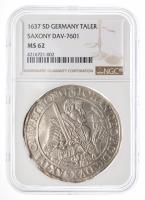 German States: Saxony. Taler, 1637-SD. NGC graded MS62