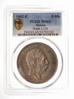 German States: Saxony. 5 Marks, 1902-E. PCGS graded MS65