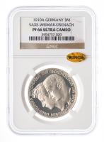 German States: Saxe-Weimar-Eisenach. 3 Marks,1910-A. NGC graded PF66 Ultra Cameo