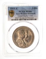 German States: Saxe-Weimar-Eisenach. 3 Marks, 1915-A. PCGS graded MS66