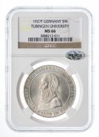 Germany. 5 Reichsmarks, 1927-F. NGC graded MS66