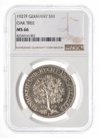 Germany. 5 Reichsmarks, 1927-F. NGC graded MS66