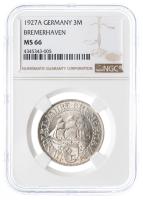 Germany. 3 Marks, 1927-A. NGC graded MS66