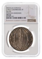 Luxembourg. Medallic 5 Francs, (1963). NGC graded MS66