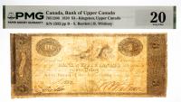 1820 $3 Canada, Bank Of Upper Canada, Kingston, Upper Canada. PMG graded VF 20 Repaired