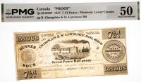 1837 7 1/2 Pence Montreal, Lower Canada "Proof" Champlain & St. Lawrence Rail Road. PMG graded AU 50