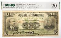 1904 $10 Canada, Bank Of Montreal, Montreal, Lower Canada. PMG graded VF 20