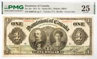 1911 $1 Dominion Of Canada, Series H-L. PMG graded VF 25