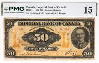 1923 $ 50 Canada, Imperial Bank Of Canada, Toronto, Ontario. PMG graded Choice F 15