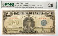 1923 $2 Dominion Of Canada, Series E-F. PMG graded VF 20 Ink Added