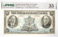 1927 $20 Canada, Royal Bank Of Canada, Montreal, Quebec. PMG graded Choice VF 35