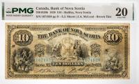 1929 $10 Canada, Bank Of Nova Scotia, Halifax, Nova Scotia. PMG graded VF 20