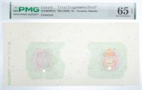 1935 $5 Canada "Front Progressive Proof" Toronto, Ontario. PMG graded Gem Unc 65 EPQ Selvage Included