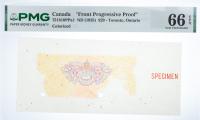 1935 $20 Canada "Front Progressive Proof" Toronto, Ontario. PMG graded Gem Unc 66 EPQ With Specimen Overprint