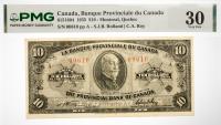 1935 $10 Canada, Banque Provinciale du Canada, Montreal, Quebec. PMG graded VF 30