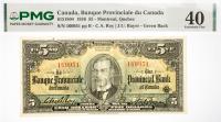 1936 $5 Canada, Banque Provinciale du Canada, Montreal, Quebec. PMG graded EF 40
