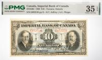 1939 $10 Canada, Imperial Bank Of Canada, Toronto, Ontario. PMG graded Choice VF 35 EPQ
