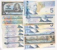 Group Of Canada 5 Dollar Notes