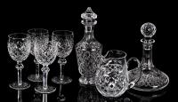 Waterford Crystal Barware Including Two Decanters, a Pitcher and Four Goblets